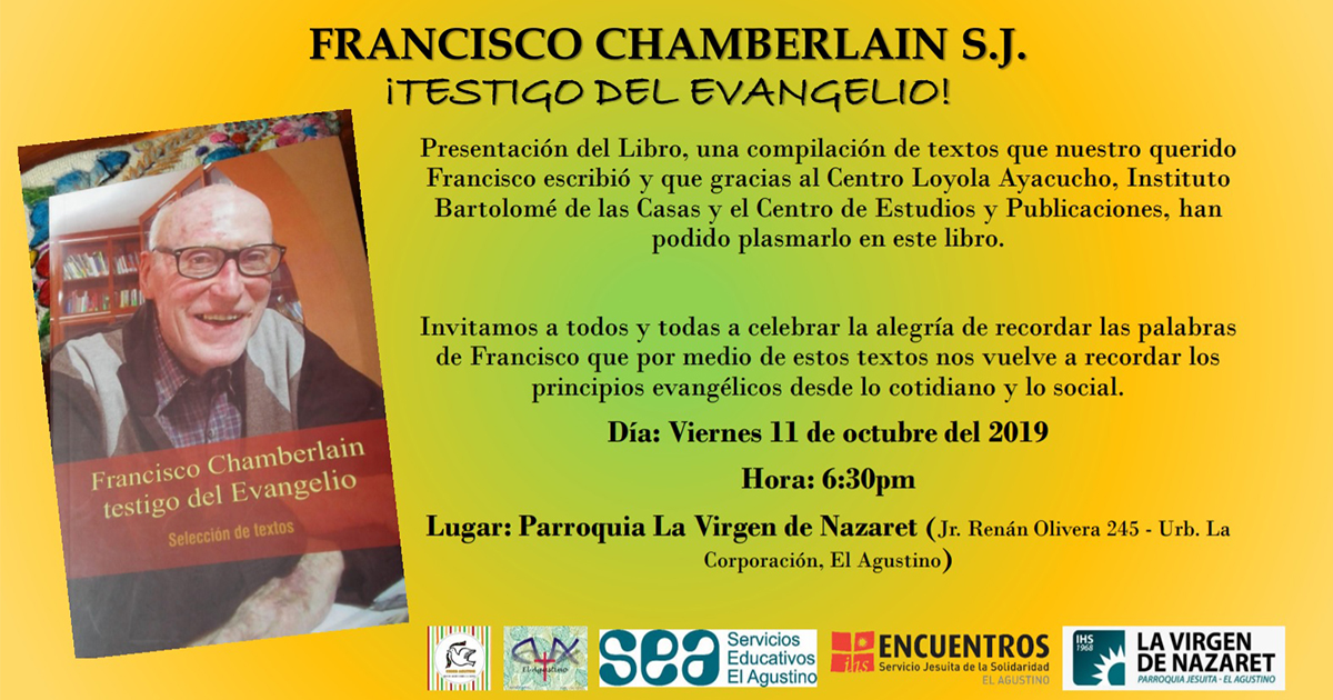 «Francisco Chamberlain, testigo del Evangelio» será presentado en El Agustino