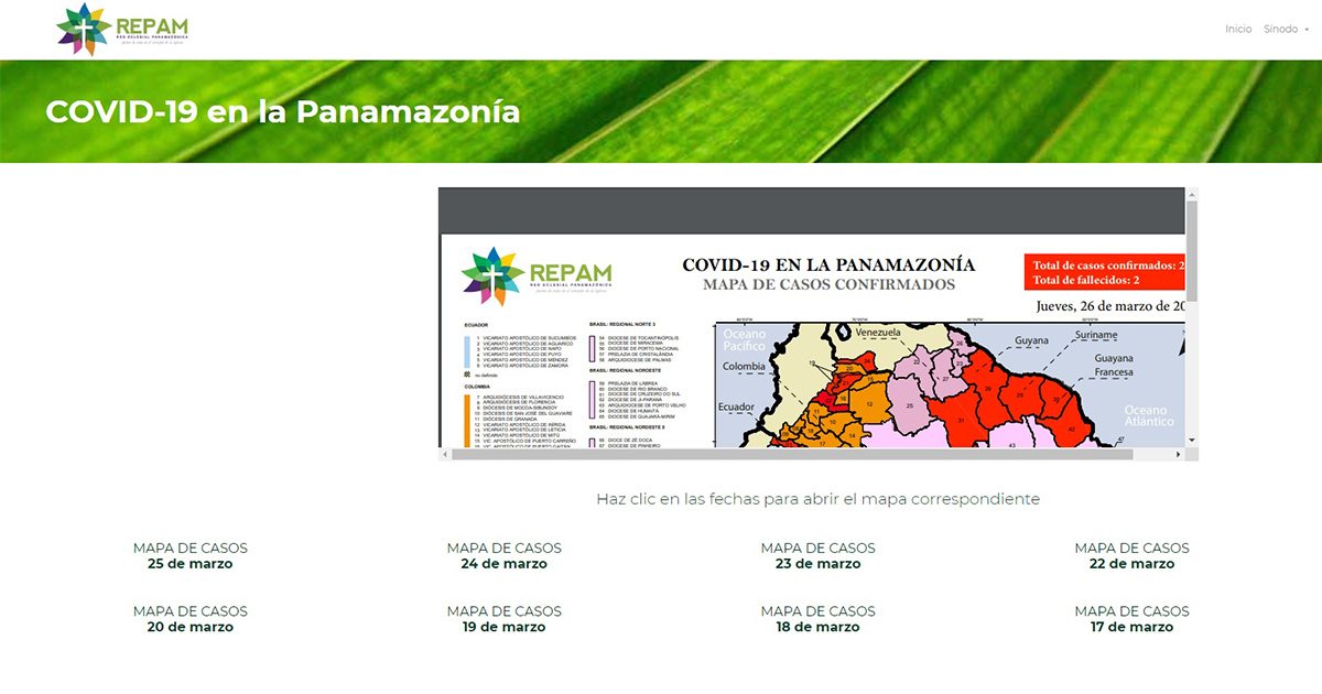 La REPAM elabora el mapa del coronavirus en la Pan Amazonía