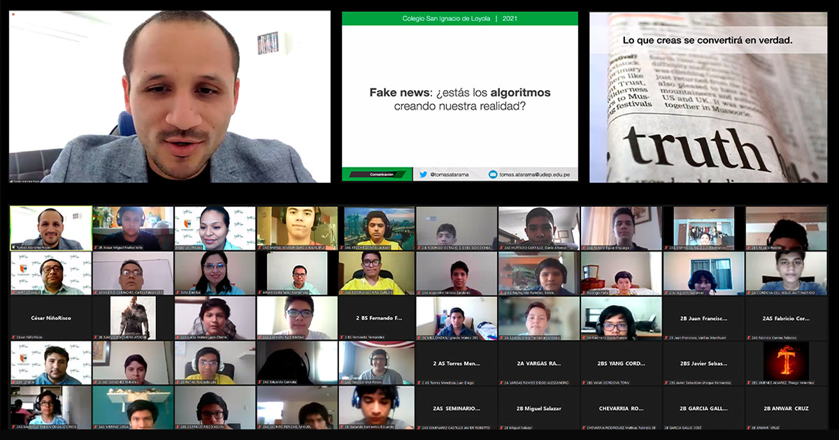 Alumnos del Colegio San Ignacio de piura reciben charla sobre «fake news»